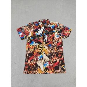Reason‎ Shirt Mens Medium Multi SK-9 Short Sleeve Button Up Collage Graphic Art